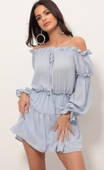 Picture Wild Thoughts Off The Shoulder Dress in Lilac. Source: https://media.lucyinthesky.com/data/Apr19_1/150xAUTO/781A1438.JPG