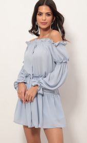 Picture thumb Wild Thoughts Off The Shoulder Dress in Blue. Source: https://media.lucyinthesky.com/data/Apr19_1/170xAUTO/781A1444.JPG