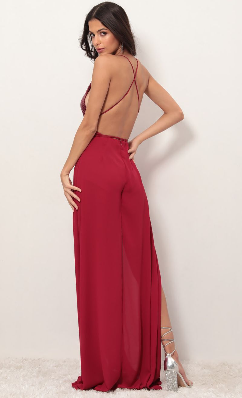 Picture Allure Sequin Maxi Dress in Merlot. Source: https://media.lucyinthesky.com/data/Apr19_1/800xAUTO/781A0259.JPG