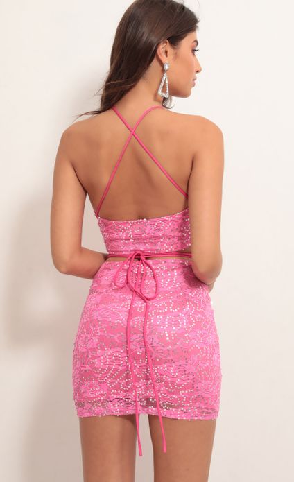 pink sequin 2 piece set