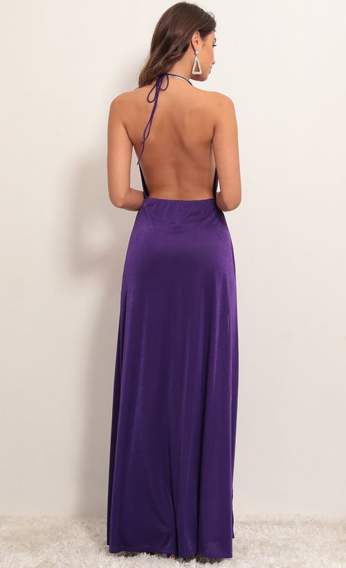 Picture Kaira Cowl Neck Maxi Dress in Violet. Source: https://media.lucyinthesky.com/data/Apr19_2/500xAUTO/781A3455.JPG
