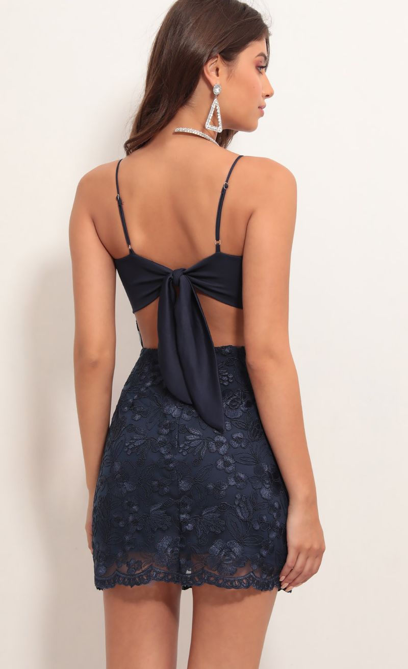 Picture Moira Floral Embroidered Dress in Navy. Source: https://media.lucyinthesky.com/data/Apr19_2/800xAUTO/781A4385.JPG