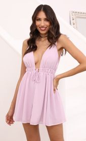 Picture thumb Svana Plunge A-line Dress in Lavender. Source: https://media.lucyinthesky.com/data/Apr21_1/170xAUTO/1V9A5510.JPG