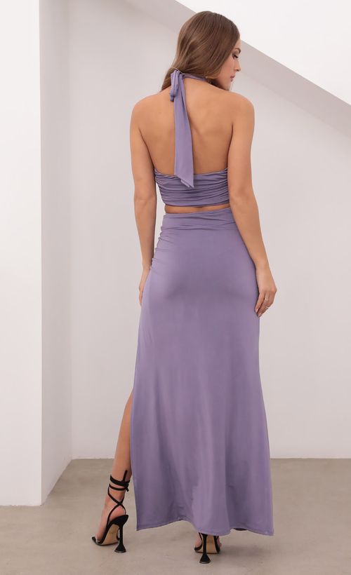 Picture Isla Cross Top and Skirt Set in Mauve. Source: https://media.lucyinthesky.com/data/Apr21_1/500xAUTO/1V9A4642.JPG