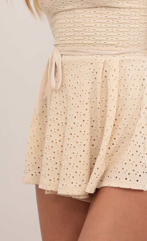Picture Gabriella Beige Eyelet Lace-Up Romper. Source: https://media.lucyinthesky.com/data/Apr21_1/500xAUTO/AT2A0579.JPG