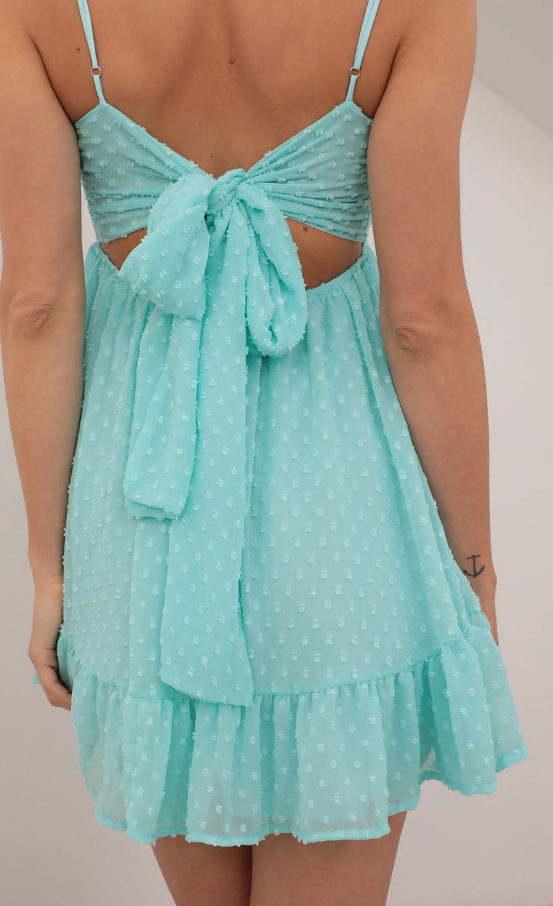 Picture Elina Twist Front Baby Doll in Dotted Turquoise. Source: https://media.lucyinthesky.com/data/Apr21_1/800xAUTO/AT2A6864.JPG