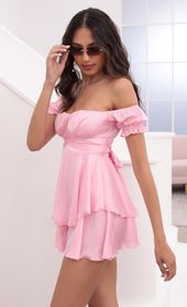 Picture thumb Mariana Ruched Wrap Tie Romper in Satin Pink. Source: https://media.lucyinthesky.com/data/Apr21_2/170xAUTO/1V9A0054.JPG