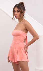Picture thumb Bella Suede Romper In Coral Tie-Dye. Source: https://media.lucyinthesky.com/data/Apr21_2/170xAUTO/1V9A4941.JPG