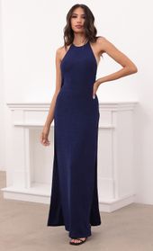 Picture thumb Luna Long Drape Back Dress in Navy. Source: https://media.lucyinthesky.com/data/Apr21_2/170xAUTO/1V9A7702.JPG