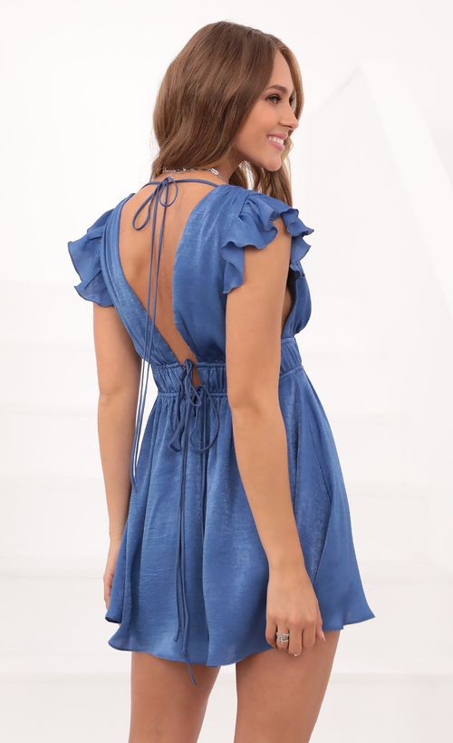 Picture Vivian Washed Satin Plunge A-line Dress in Blue. Source: https://media.lucyinthesky.com/data/Apr21_2/500xAUTO/1V9A1559.JPG