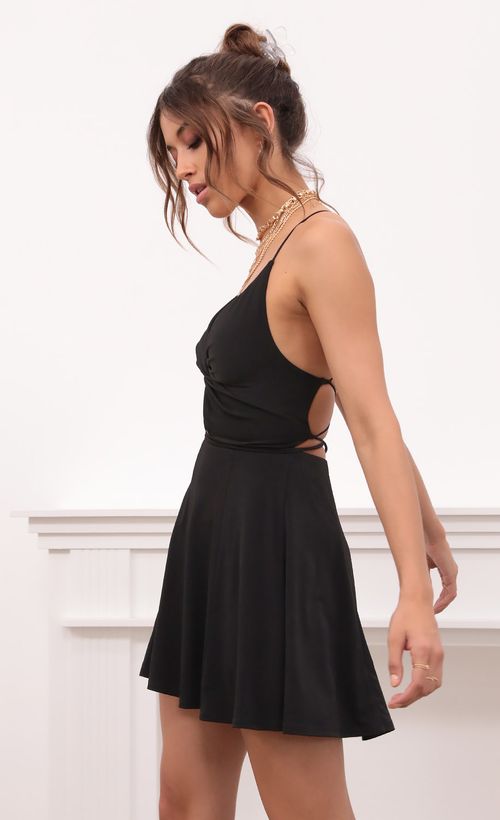Picture Adalee Front Twist Dress in Black. Source: https://media.lucyinthesky.com/data/Apr21_2/500xAUTO/1V9A6647.JPG