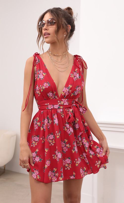 Picture Ysabel Floral Dress in Red. Source: https://media.lucyinthesky.com/data/Apr21_2/500xAUTO/1V9A70081.JPG