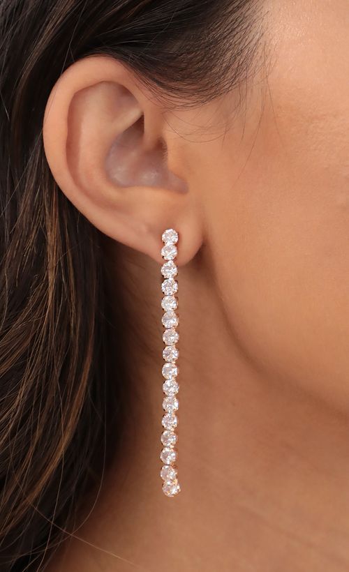 Earrings > Tennis Drop Earrings in Gold