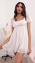 Picture Leilani Crinkle Chiffon Baby Doll Dress in White. Source: https://media.lucyinthesky.com/data/Apr21_2/50x90/1V9A23201.JPG