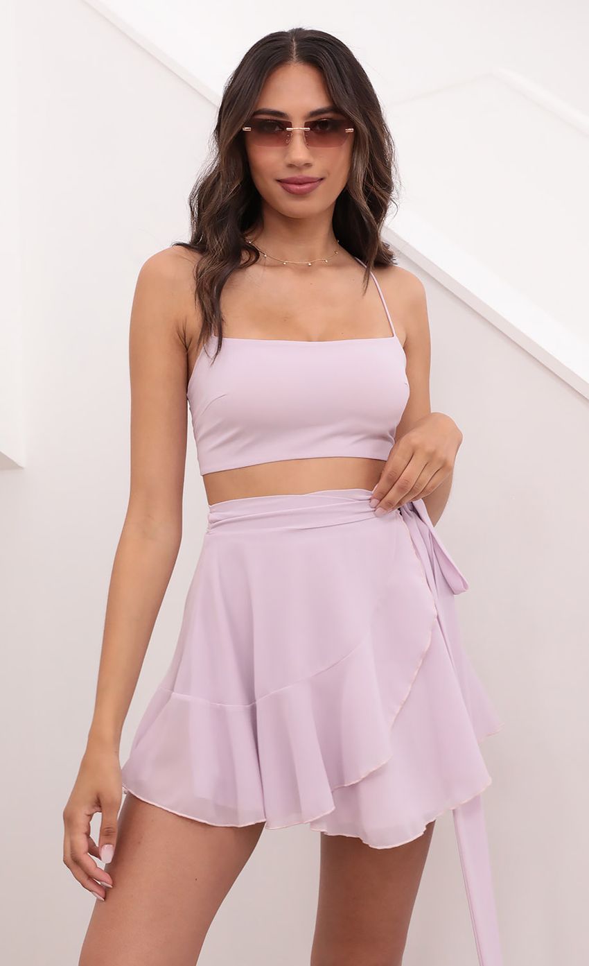 Picture Maria Wrap Set in Lilac Chiffon. Source: https://media.lucyinthesky.com/data/Apr21_2/850xAUTO/1V9A1122.JPG