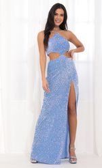 Picture Jamie Halter Sequin Maxi Dress in Blue. Source: https://media.lucyinthesky.com/data/Apr22_1/150xAUTO/1V9A2646.JPG