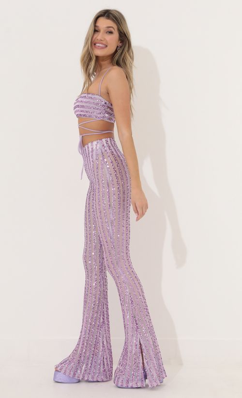 Picture Peony Sequin Two Piece Set In Purple. Source: https://media.lucyinthesky.com/data/Apr22_1/500xAUTO/1V9A5136.JPG