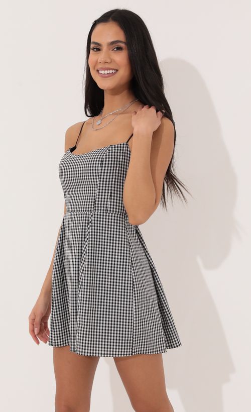 Picture Lana A-line dress in Black and White Checkered. Source: https://media.lucyinthesky.com/data/Apr22_1/500xAUTO/1V9A5758.JPG