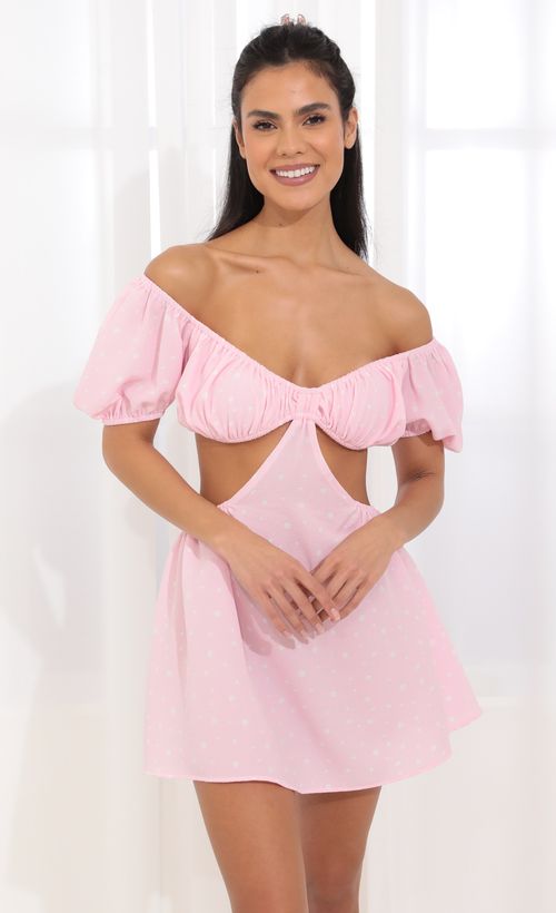 Picture Veda Open Back Dress in Pink. Source: https://media.lucyinthesky.com/data/Apr22_1/500xAUTO/1V9A7568.JPG