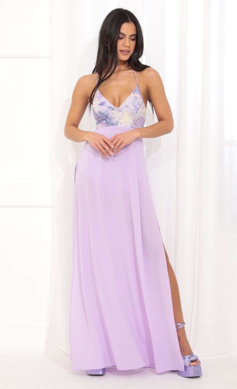 Picture Nylah Side Slit Maxi in Purple. Source: https://media.lucyinthesky.com/data/Apr22_1/800xAUTO/1V9A2371.JPG