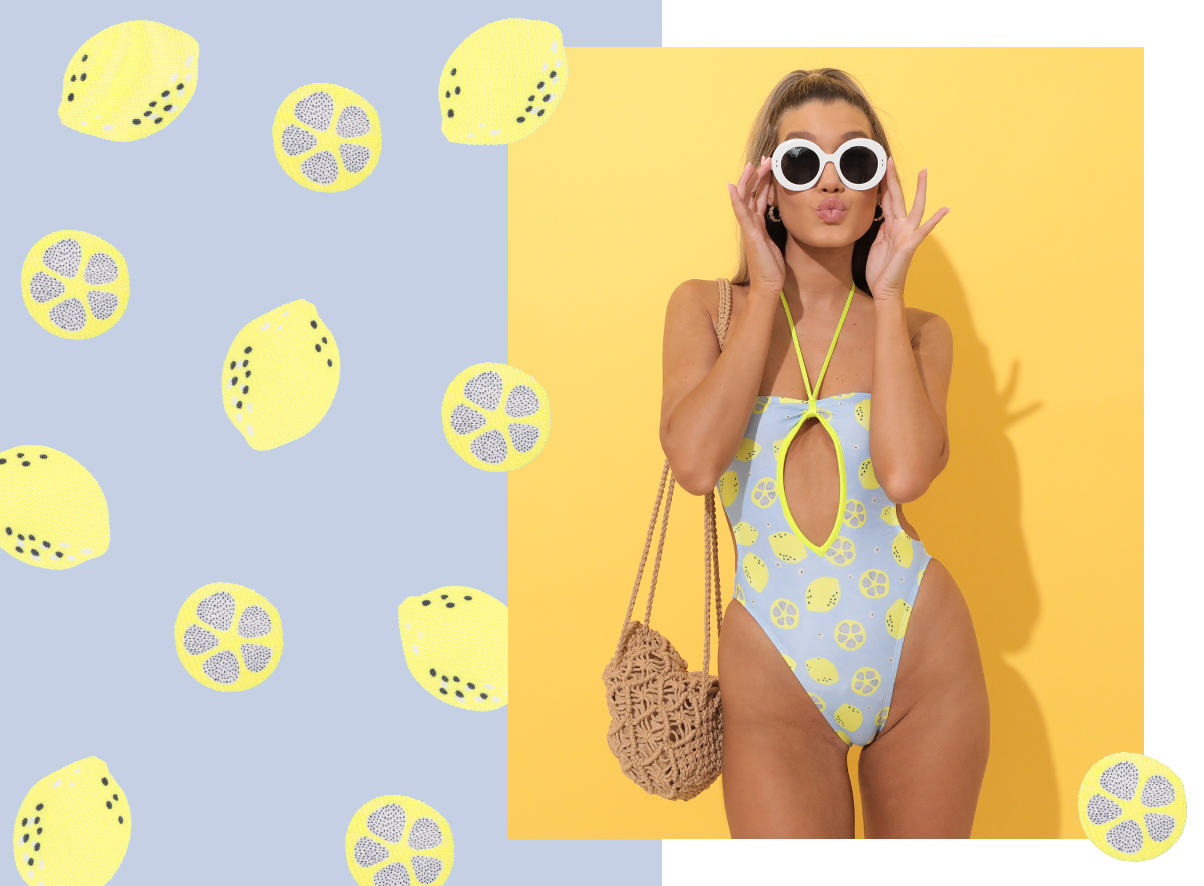 Mckenna One-Piece Swimsuit in Blue Lemon