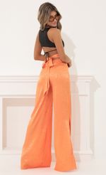 Picture Taria Wide Leg Pants in Orange. Source: https://media.lucyinthesky.com/data/Apr22_2/150xAUTO/1V9A5397.JPG