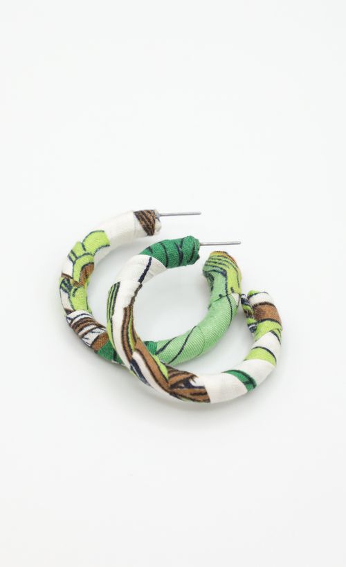 Picture Out of the Loop Hoop Earrings in Green. Source: https://media.lucyinthesky.com/data/Apr22_2/500xAUTO/1J7A0007.JPG