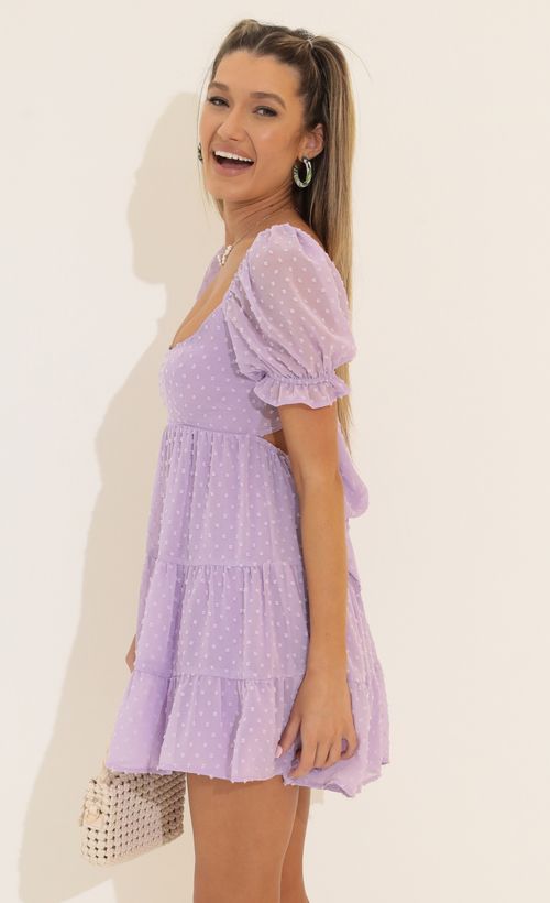Picture Gloria Fit and Flare Dress in Purple. Source: https://media.lucyinthesky.com/data/Apr22_2/500xAUTO/1V9A4657.JPG