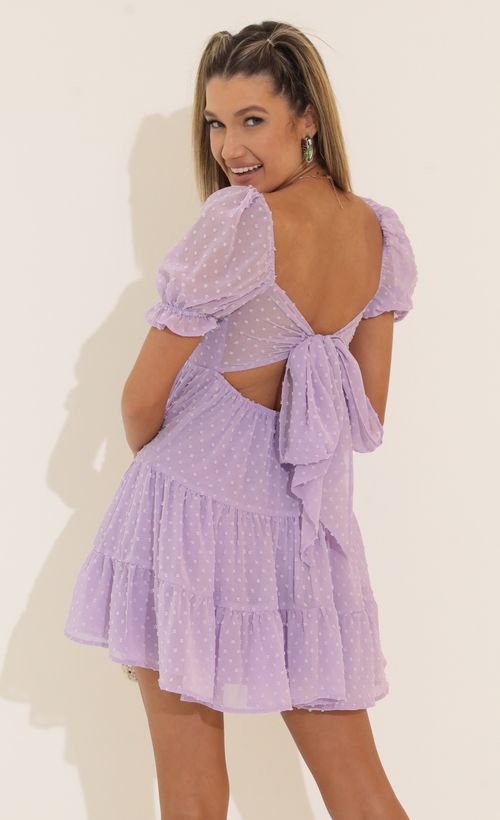 Picture Gloria Fit and Flare Dress in Purple. Source: https://media.lucyinthesky.com/data/Apr22_2/500xAUTO/1V9A4716.JPG