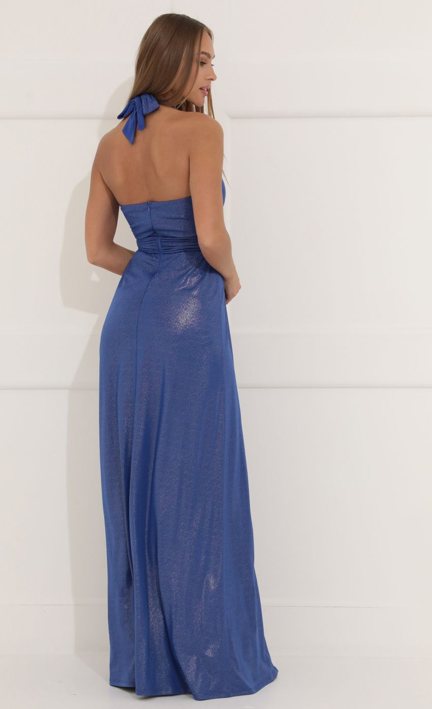 Picture Frankie Shimmer Maxi Dress in Blue. Source: https://media.lucyinthesky.com/data/Apr22_2/850xAUTO/1V9A2282.JPG