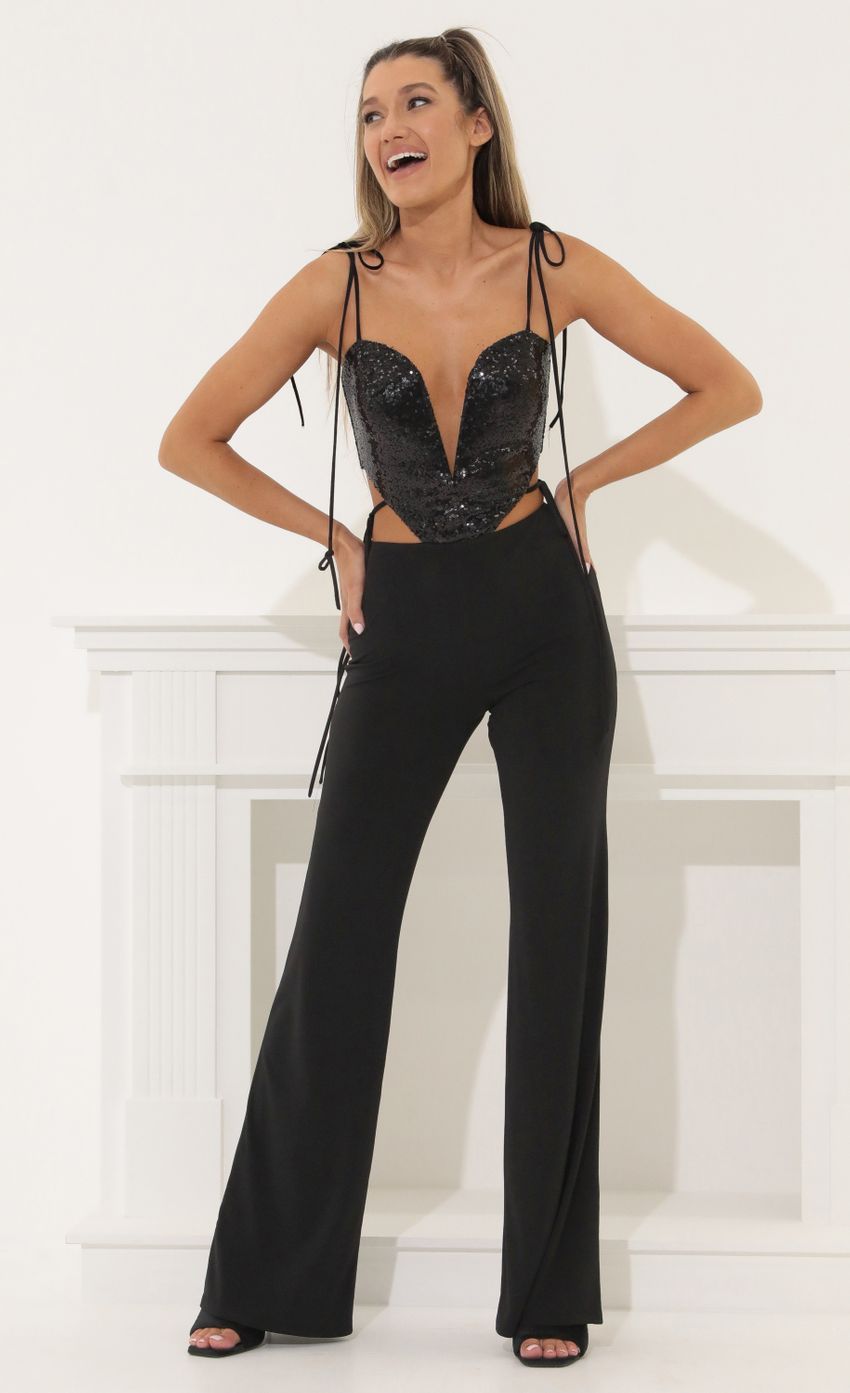 Picture Kordyn Cutout Jumpsuit in Black. Source: https://media.lucyinthesky.com/data/Apr22_2/850xAUTO/1V9A57831.JPG
