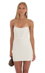 Picture Branca Strapless Corset Dress in White. Source: https://media.lucyinthesky.com/data/Apr23/150xAUTO/113d40f1-5583-4a98-a284-f7bef19f8f4d.jpg