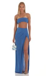 Picture Lizzo Two Piece Skirt Set in Blue. Source: https://media.lucyinthesky.com/data/Apr23/150xAUTO/f6672a6a-12c8-4c6d-a307-943393374d1b.jpg