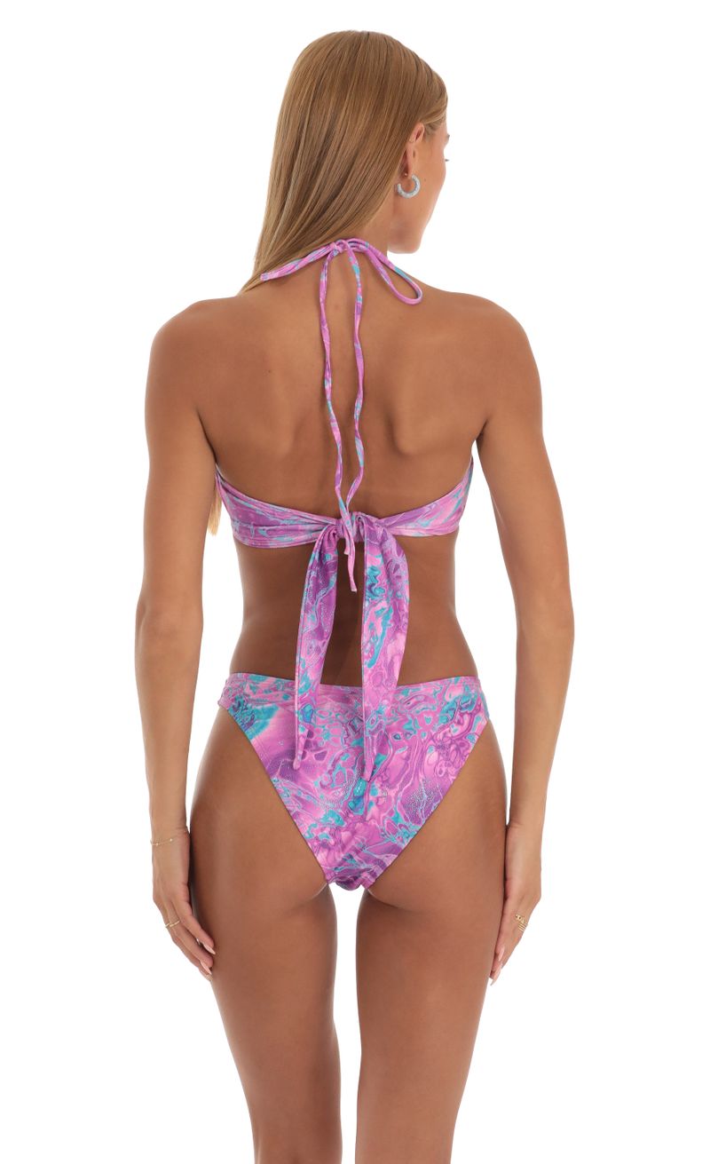 Carmella Halter Bikini Set in Purple Swirl Print | LUCY IN THE SKY