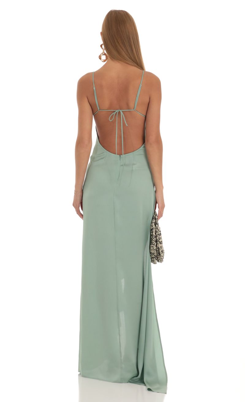 Siobh n Satin Ruffle Maxi Dress in Sage LUCY IN THE SKY