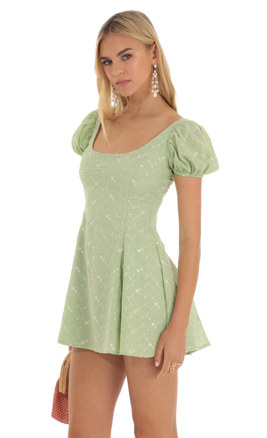 Picture Wannda Floral Puff Sleeve Dress in Green. Source: https://media.lucyinthesky.com/data/Apr23/850xAUTO/2d1ac3fe-0387-4658-a0e7-2fb454b409c9.jpg