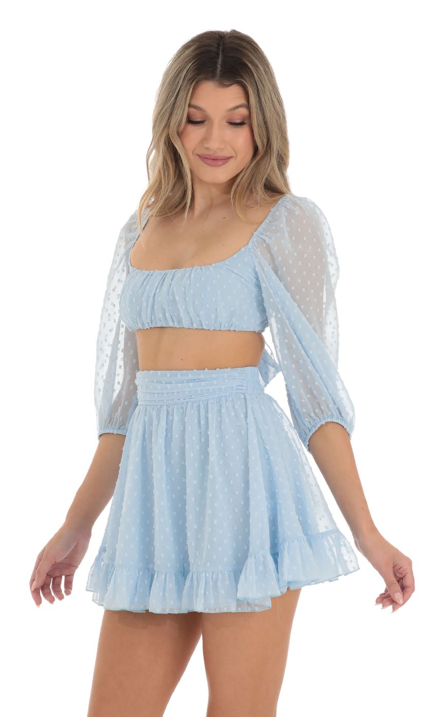 Picture Olene Dotted Two Piece Skirt Set in Blue. Source: https://media.lucyinthesky.com/data/Apr23/850xAUTO/6653d21b-1834-4521-a145-24256fae9a34.jpg
