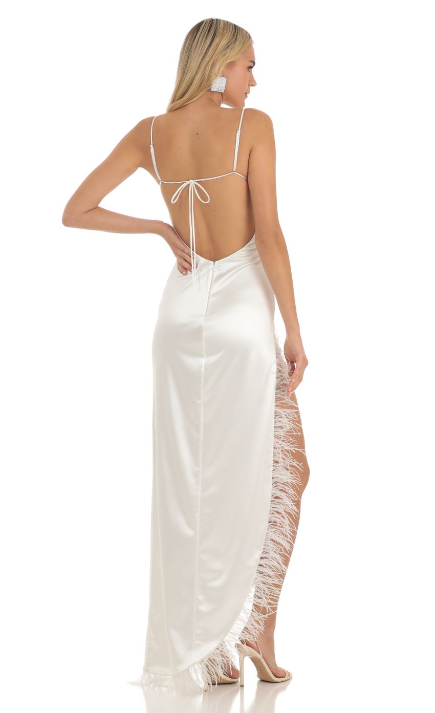 Picture Xenia Feathered Maxi Dress in White. Source: https://media.lucyinthesky.com/data/Apr23/850xAUTO/7d742b43-2e05-45b4-803c-6d35ea7c0d3a.jpg
