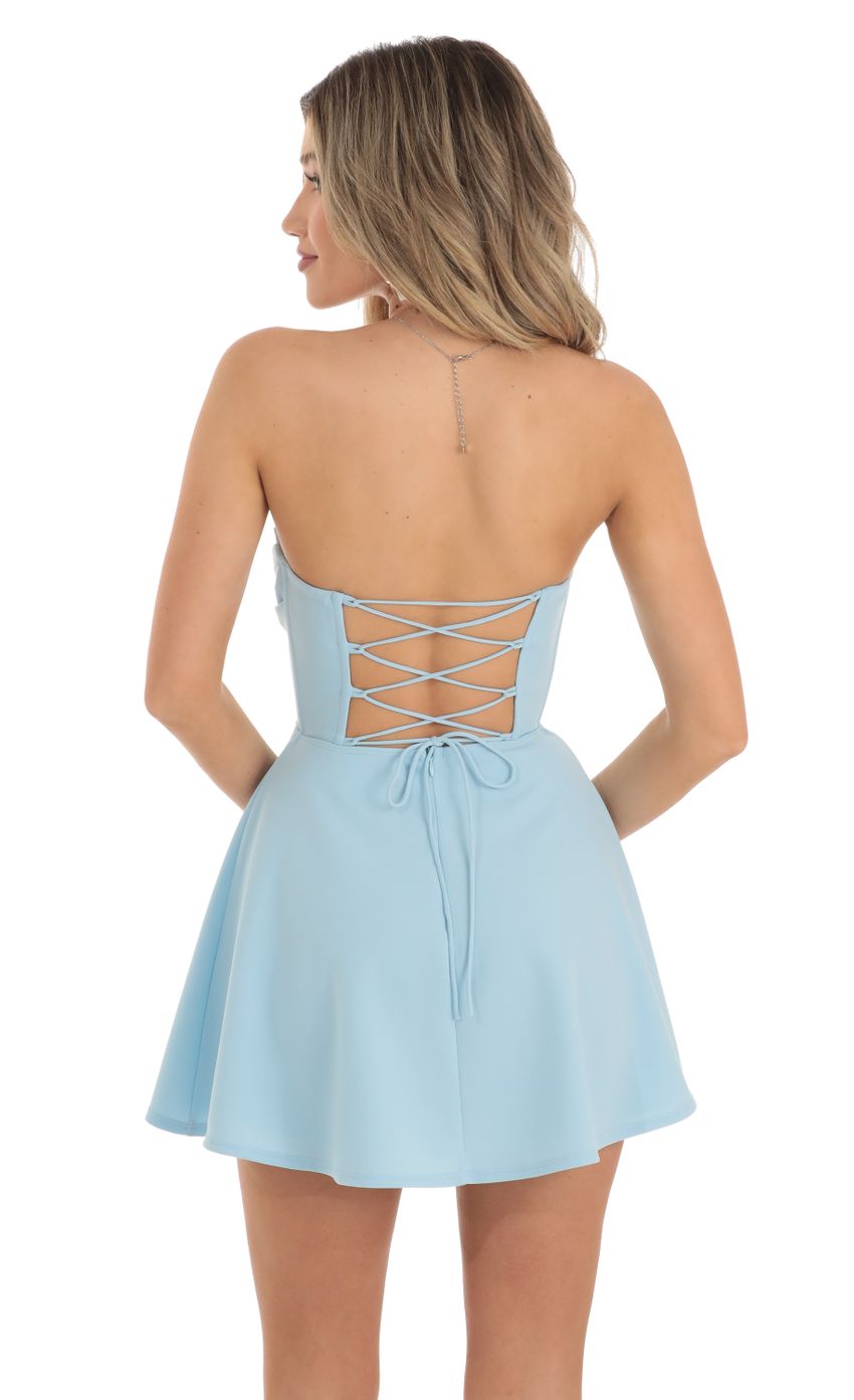 Picture Lorde Lace Bust Flare Dress in Blue. Source: https://media.lucyinthesky.com/data/Apr23/850xAUTO/82ce5b94-c08d-46d2-8dfb-363e261cc864.jpg