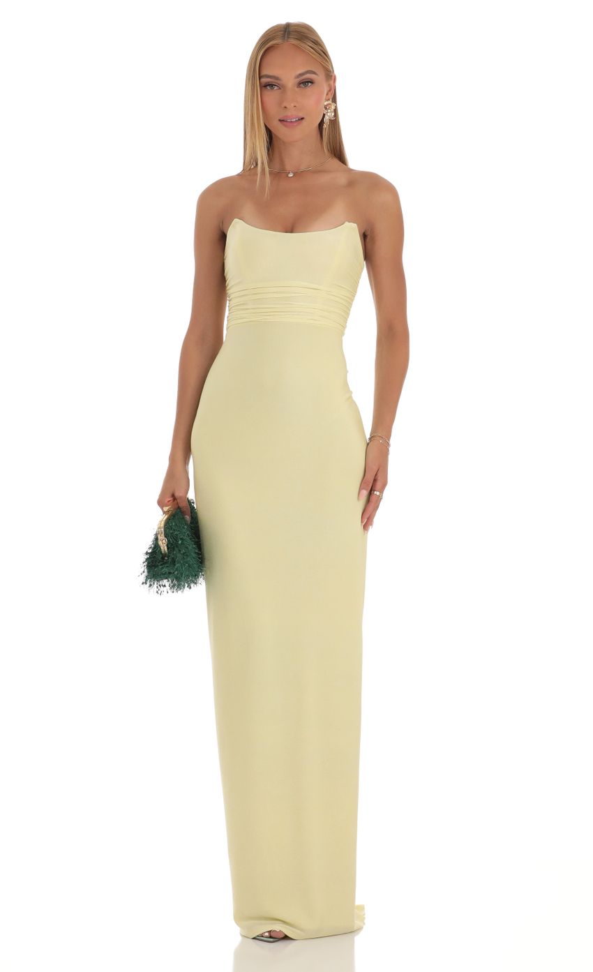 Picture Macey Corset Strapless Dress in Yellow. Source: https://media.lucyinthesky.com/data/Apr23/850xAUTO/86abe714-b411-41fb-9582-40be827ffccb.jpg
