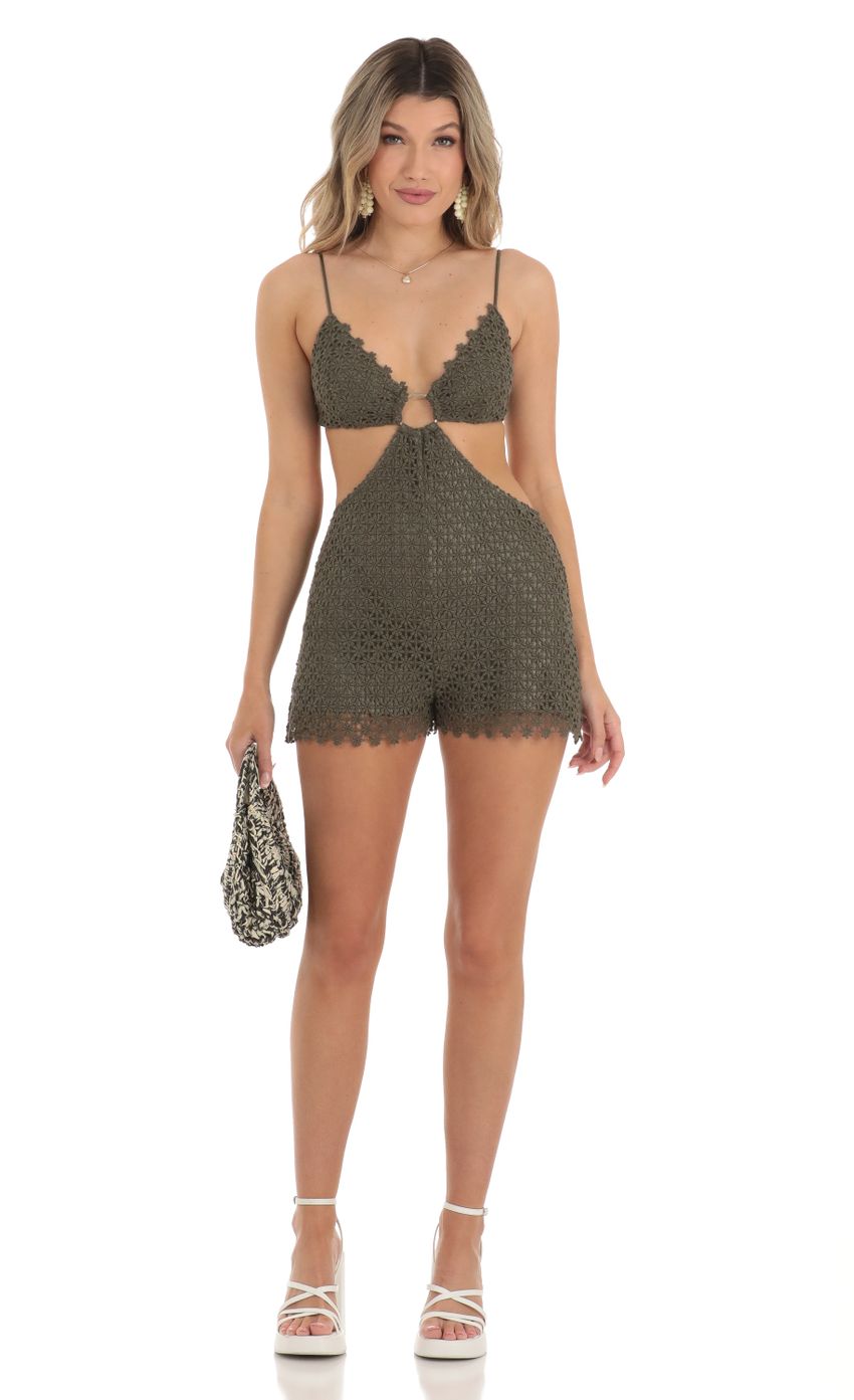Picture Andra Crochet Romper in Green. Source: https://media.lucyinthesky.com/data/Apr23/850xAUTO/9f517df6-9f76-4a01-aac1-7416f7a7173d.jpg