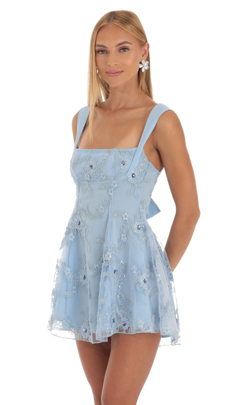 Foxie Floral Fit And Flare Dress In Blue Lucy In The Sky 0152