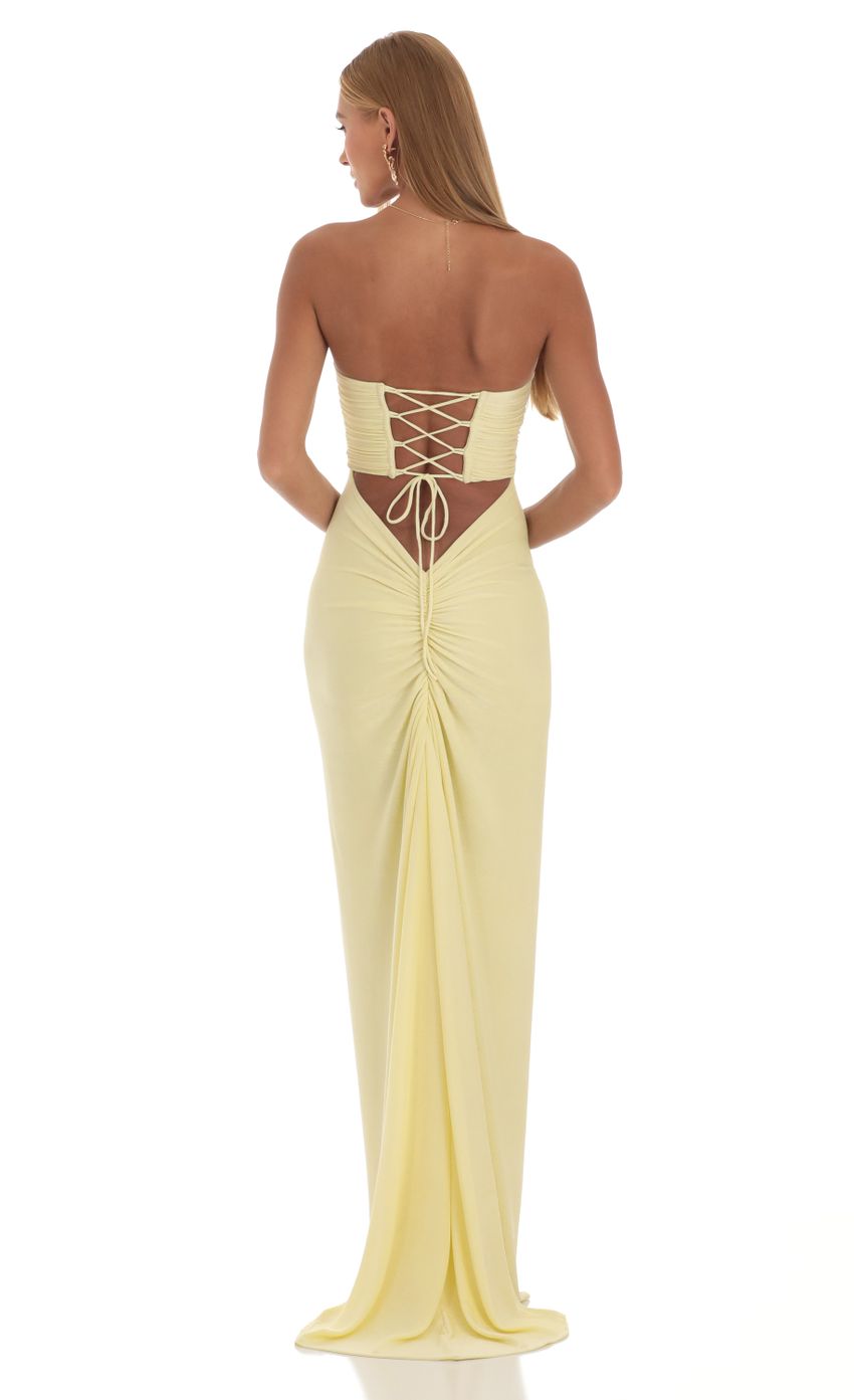 Picture Macey Corset Strapless Dress in Yellow. Source: https://media.lucyinthesky.com/data/Apr23/850xAUTO/bc169c63-ac68-475c-8c66-db3df9c445b5.jpg