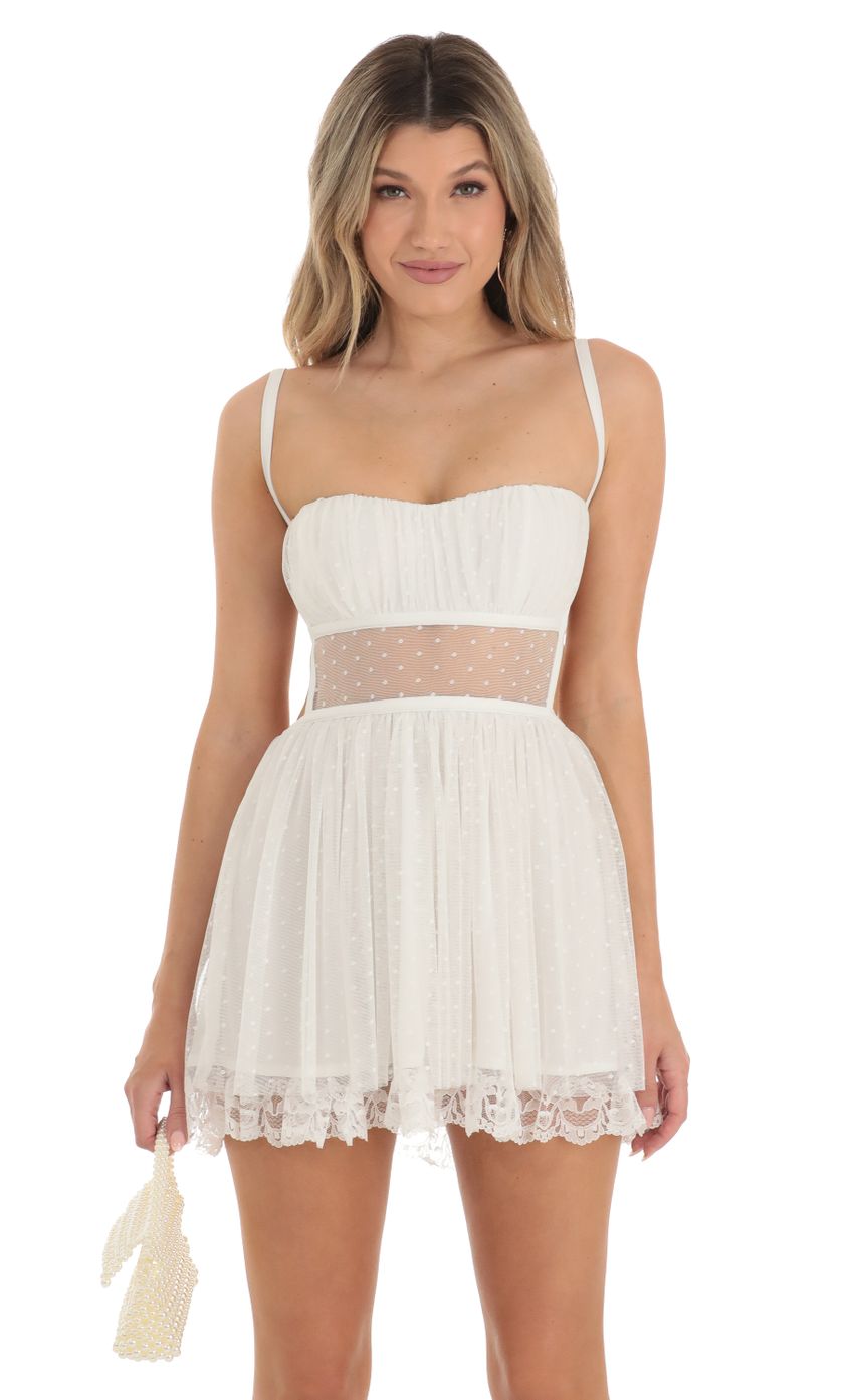 Picture Petula Mesh Dotted Dress in White. Source: https://media.lucyinthesky.com/data/Apr23/850xAUTO/c3fbfcc0-14f4-42d8-bda0-e7d401b6f316.jpg
