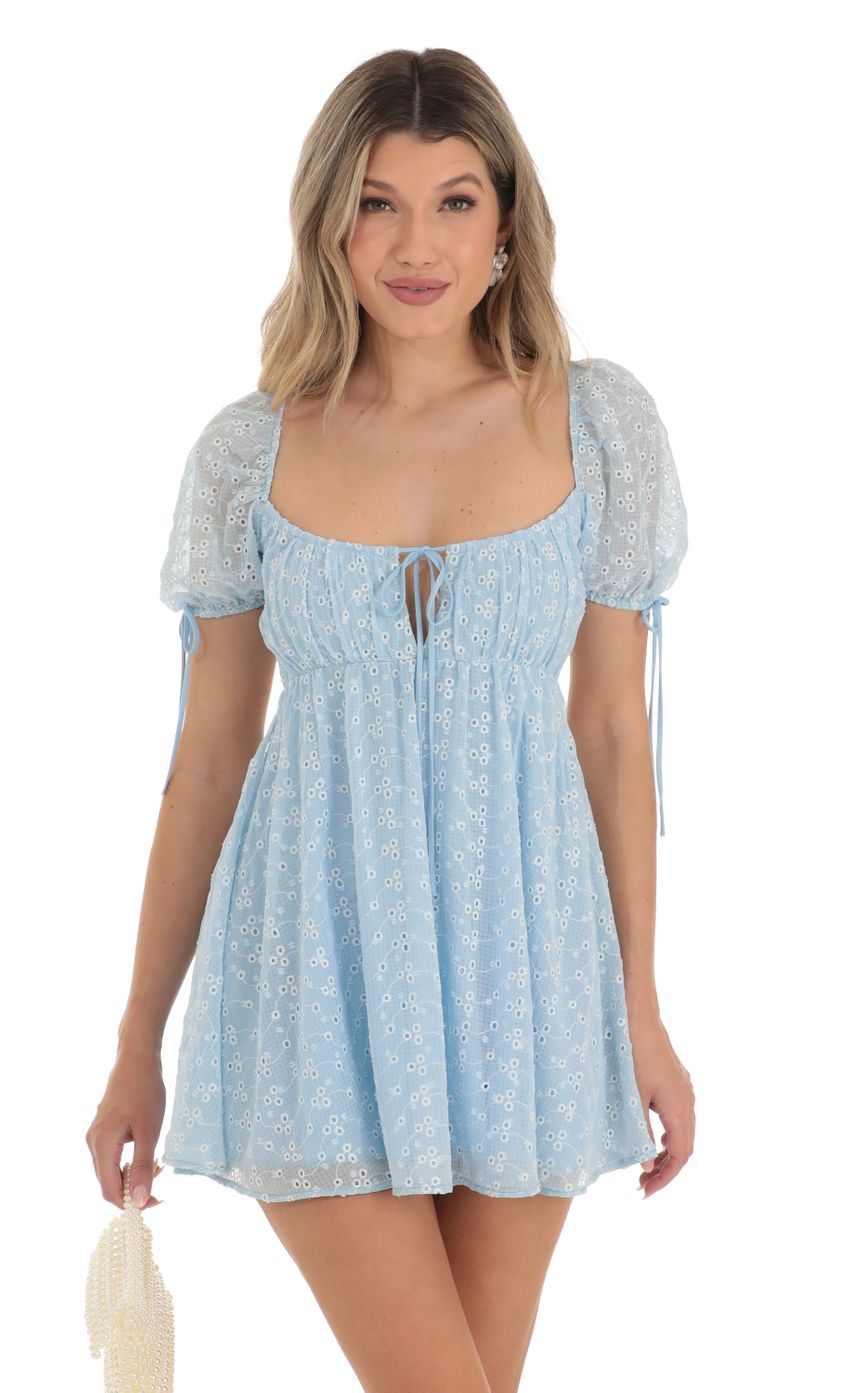 Stefania Floral Baby Doll Dress in Blue | LUCY IN THE SKY