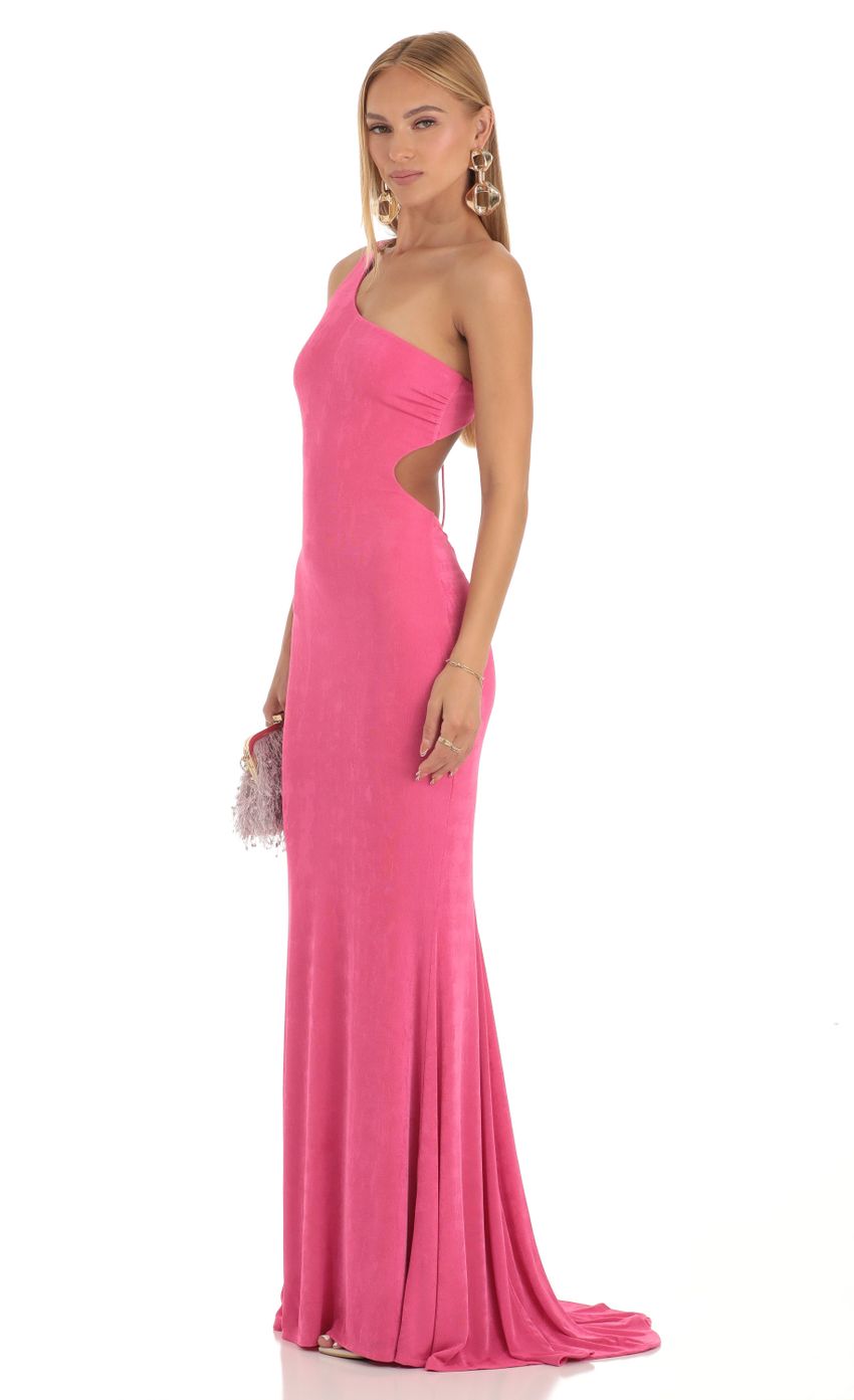 Picture Euphrasia One Shoulder Maxi Dress in Pink. Source: https://media.lucyinthesky.com/data/Apr23/850xAUTO/fa3ef587-6383-40ac-961e-f264e42f797b.jpg