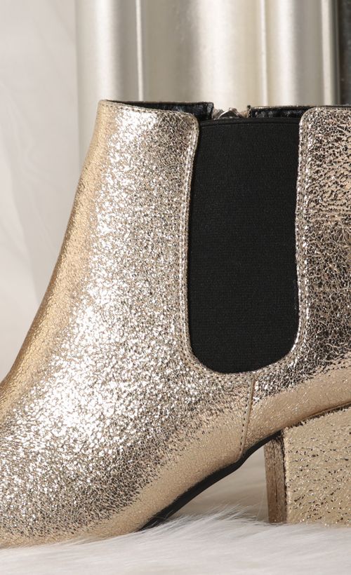 gold glitter ankle booties