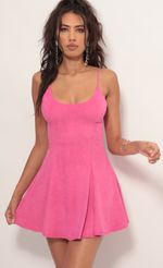 Picture Marley Suede Dress in Hot Pink. Source: https://media.lucyinthesky.com/data/Aug19_1/150xAUTO/781A4583.JPG