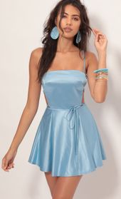 Picture thumb Nina Satin Cutout A-line Dress in Blue. Source: https://media.lucyinthesky.com/data/Aug19_1/170xAUTO/781A2702.JPG