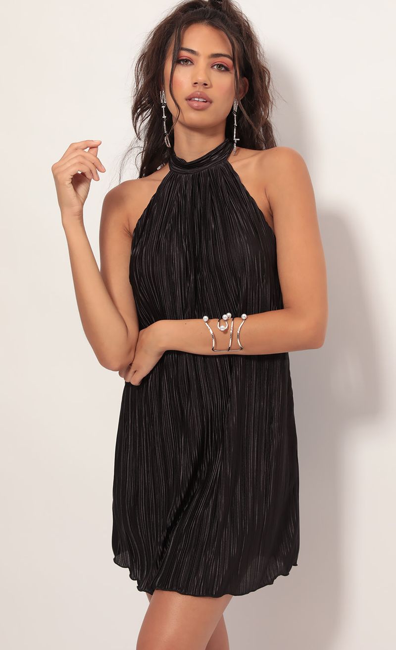 Picture Midnight Satin Halter Dress in Black. Source: https://media.lucyinthesky.com/data/Aug19_1/800xAUTO/781A4386.JPG